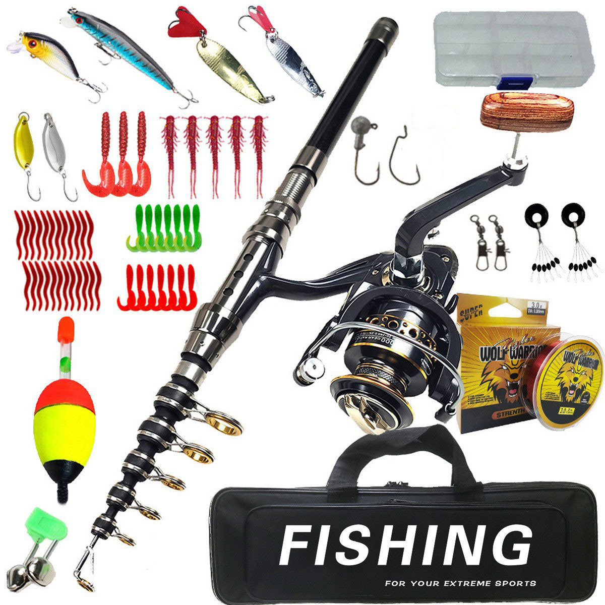 Saltwater Fishing Hook - 1.8m-3m Canna da pesca Set Lancio